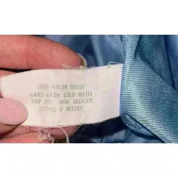 Vintage Jenelle of California Nightgown Robe Nylon Tricot Blue Lace - Picture 6 of 6